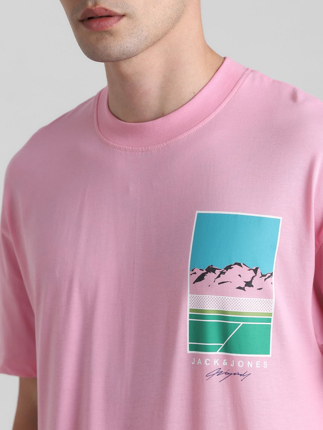 Pink Graphic Print Oversized T-shirt
