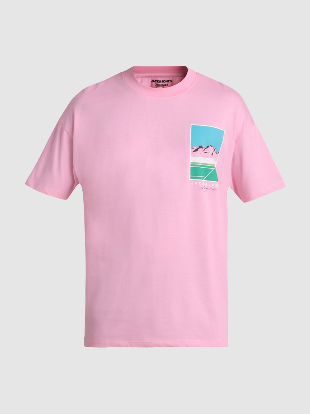 Pink Graphic Print Oversized T-shirt