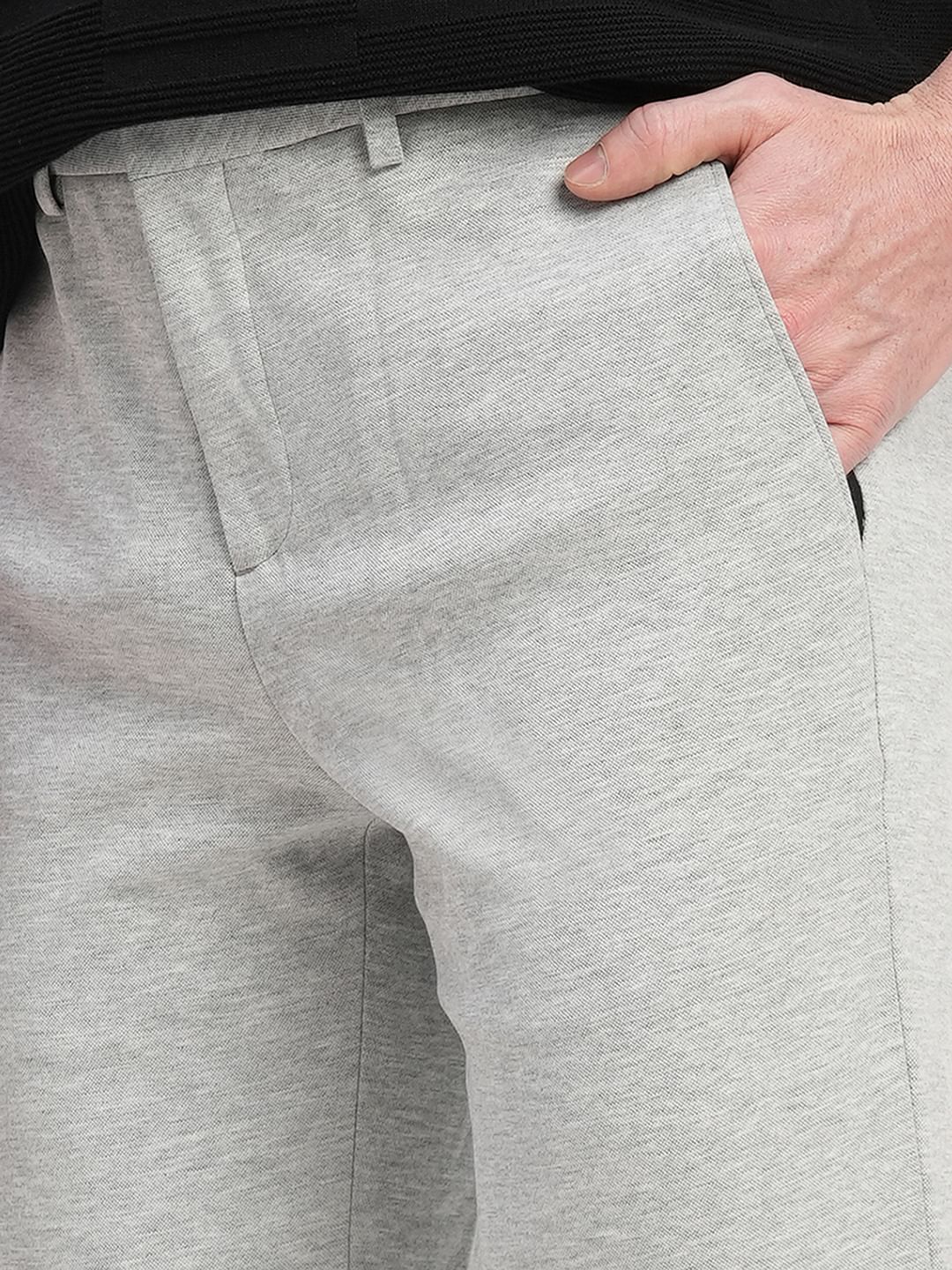 Grey Mid Rise Trousers
