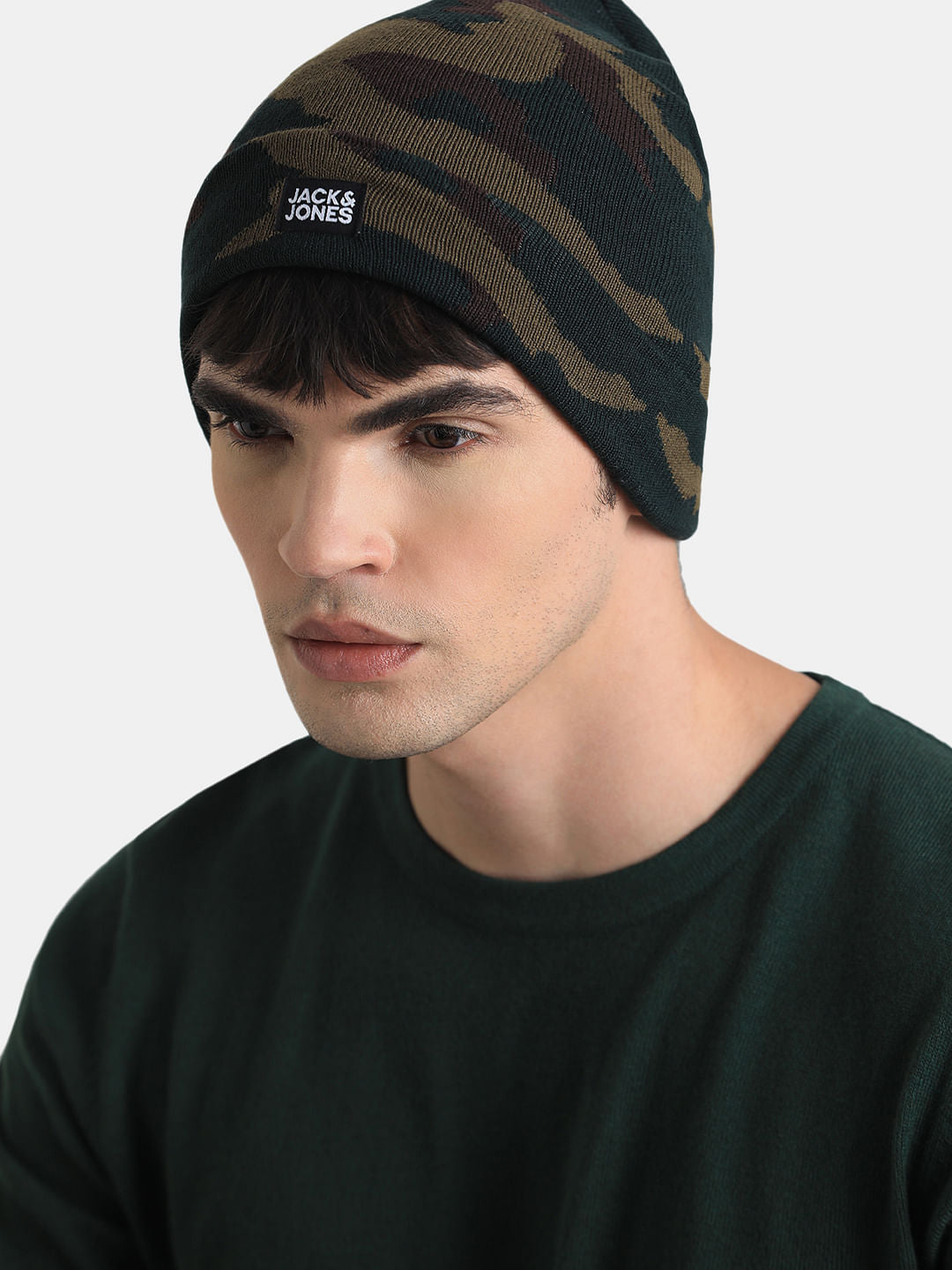 Brown Camo Print Beanie