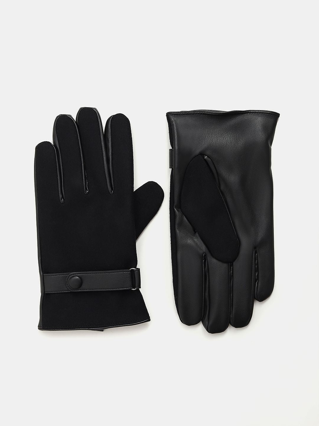 Black Plain Coloured Gloves