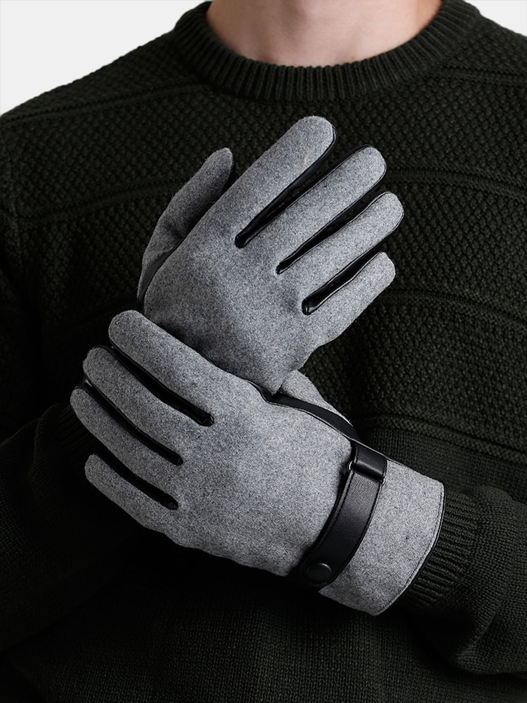 Grey Plain Coloured Gloves