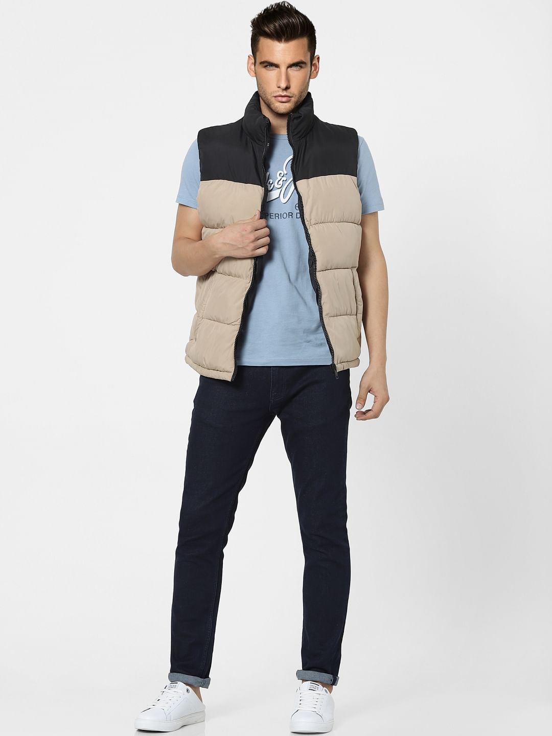 Beige Sleeveless Puffer Winter Jacket