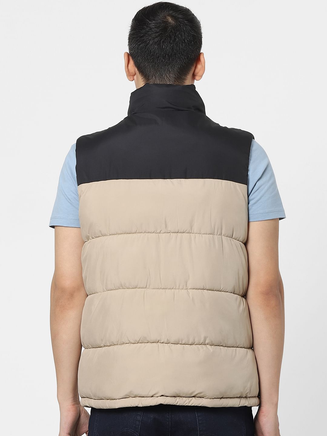Beige Sleeveless Puffer Winter Jacket
