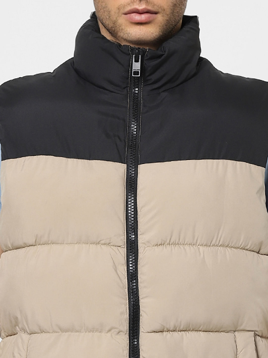 Beige Sleeveless Puffer Winter Jacket