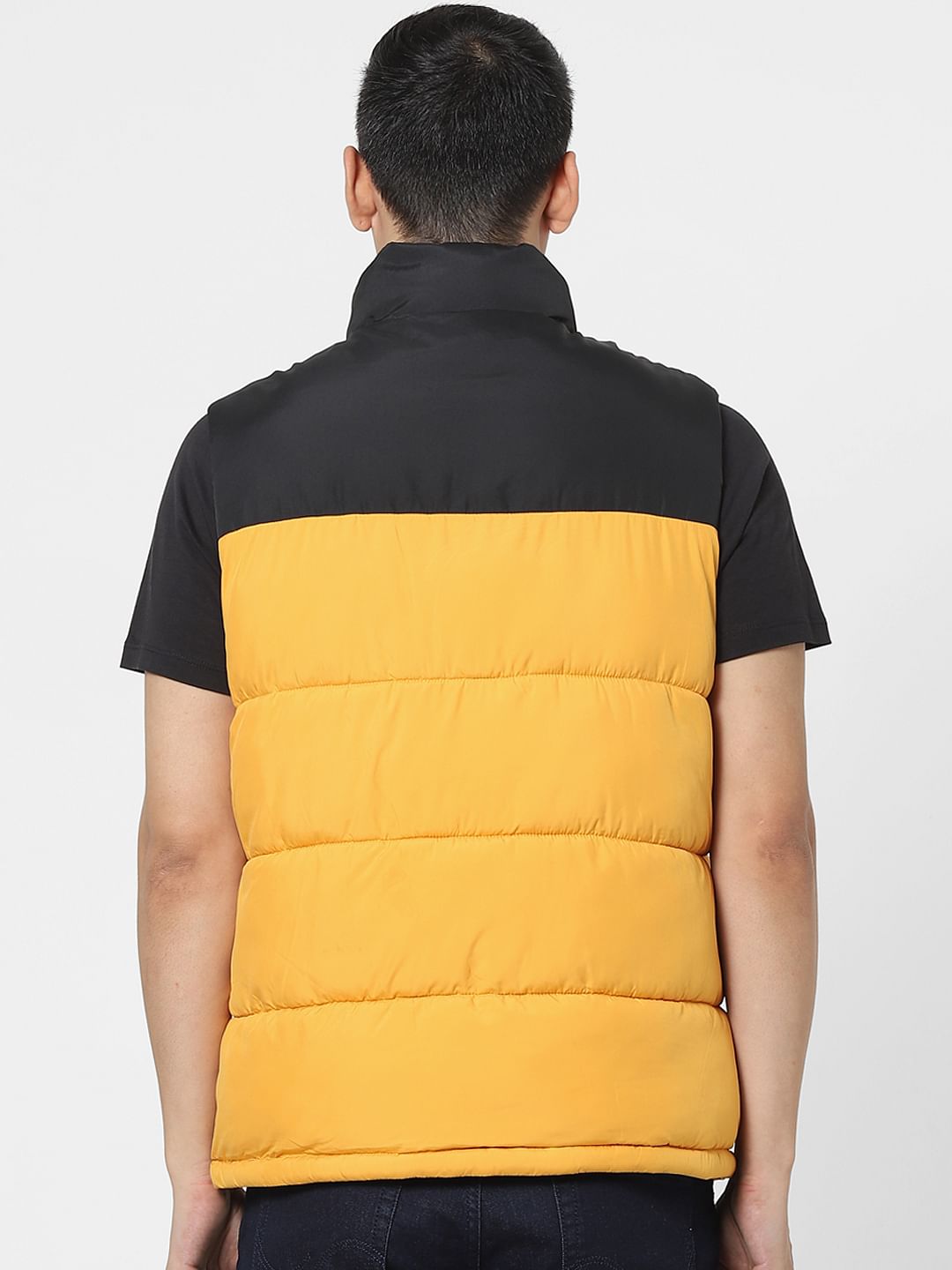 Orange Sleeveless Puffer Winter Jacket