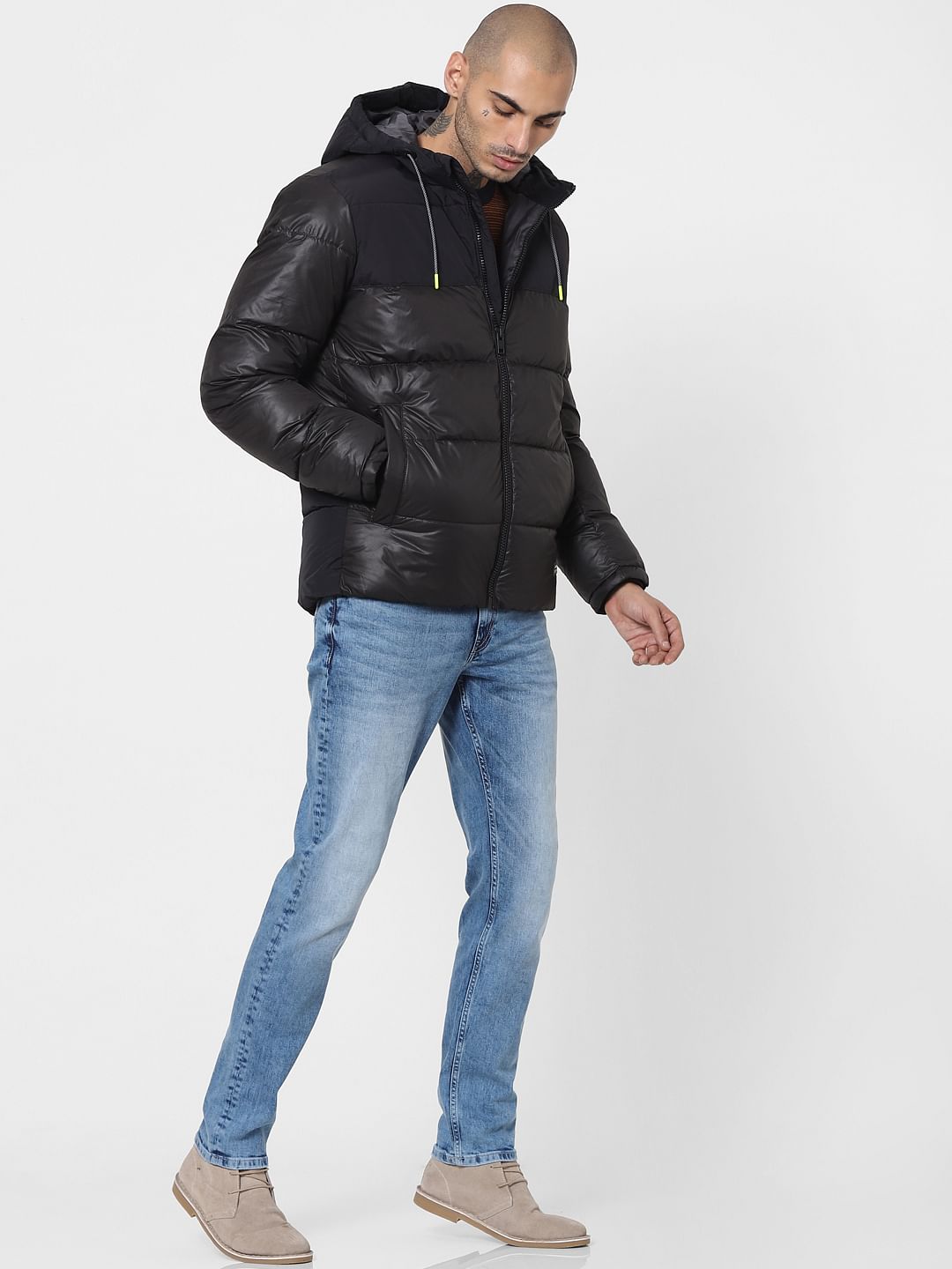Black Hooded Puffer Jacket