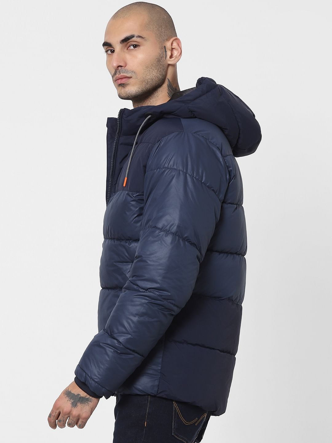 Blue Hooded Puffer Jacket