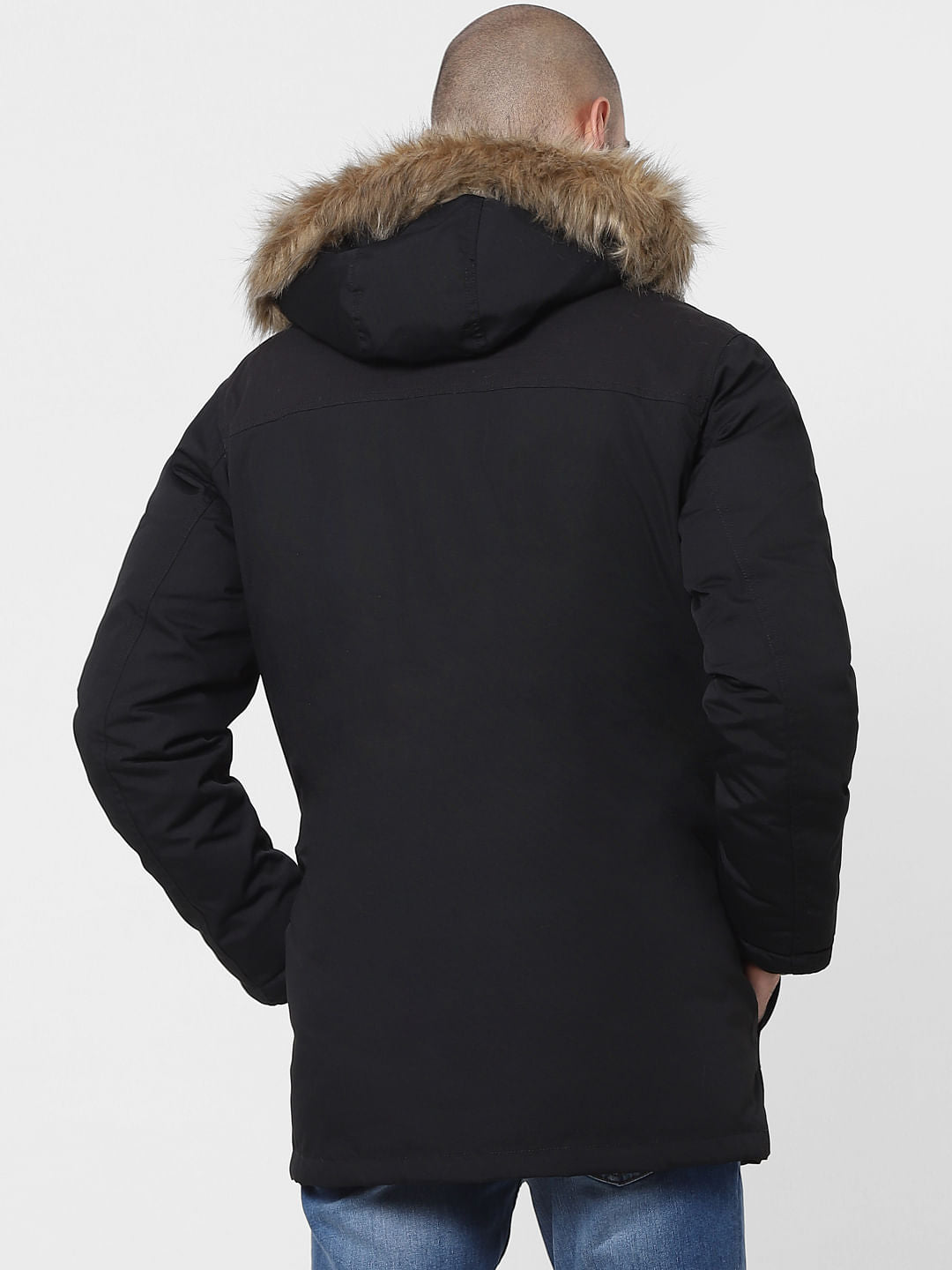 Black Hooded Parka Jacket