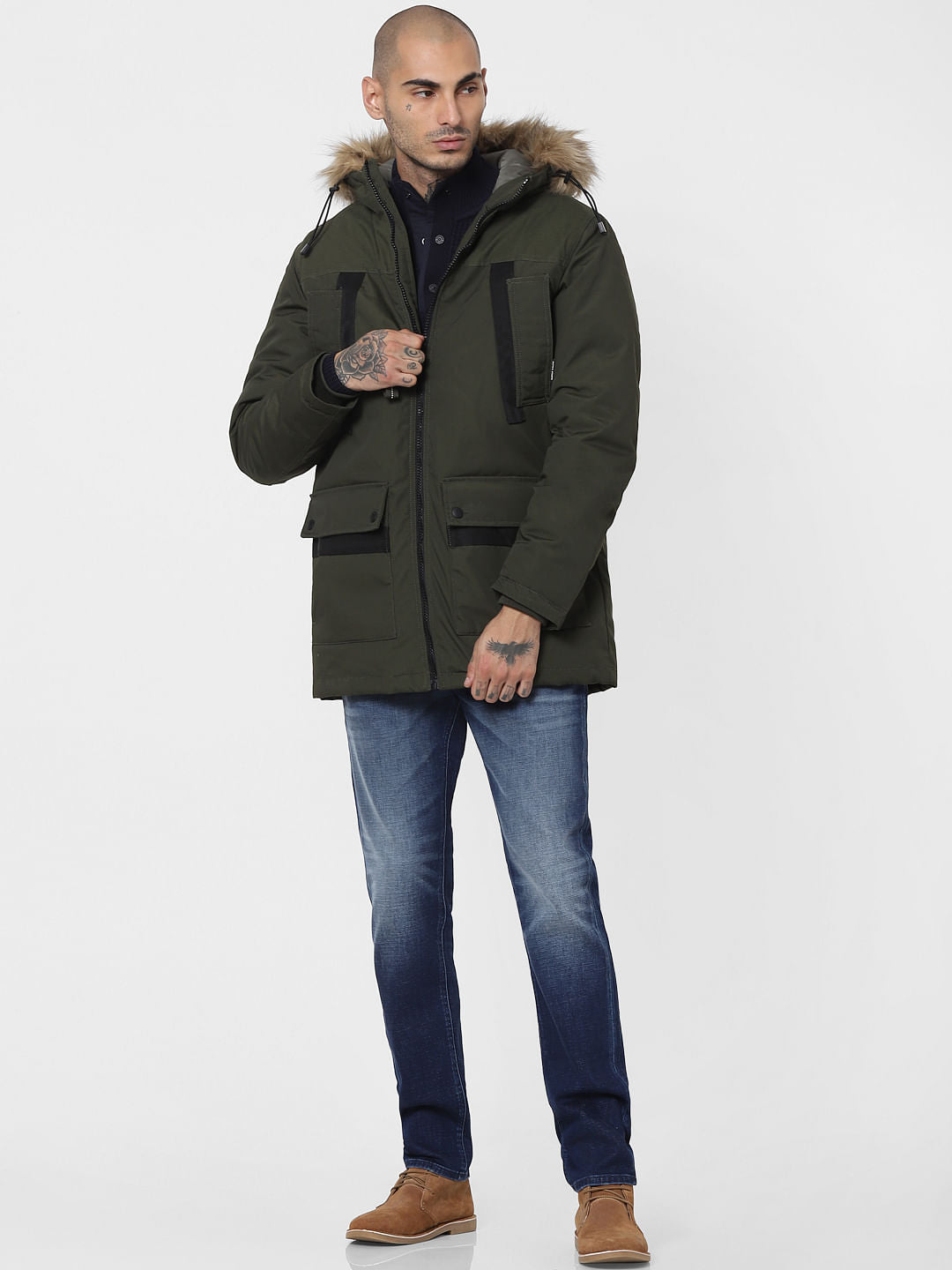 Green Hooded Parka Jacket
