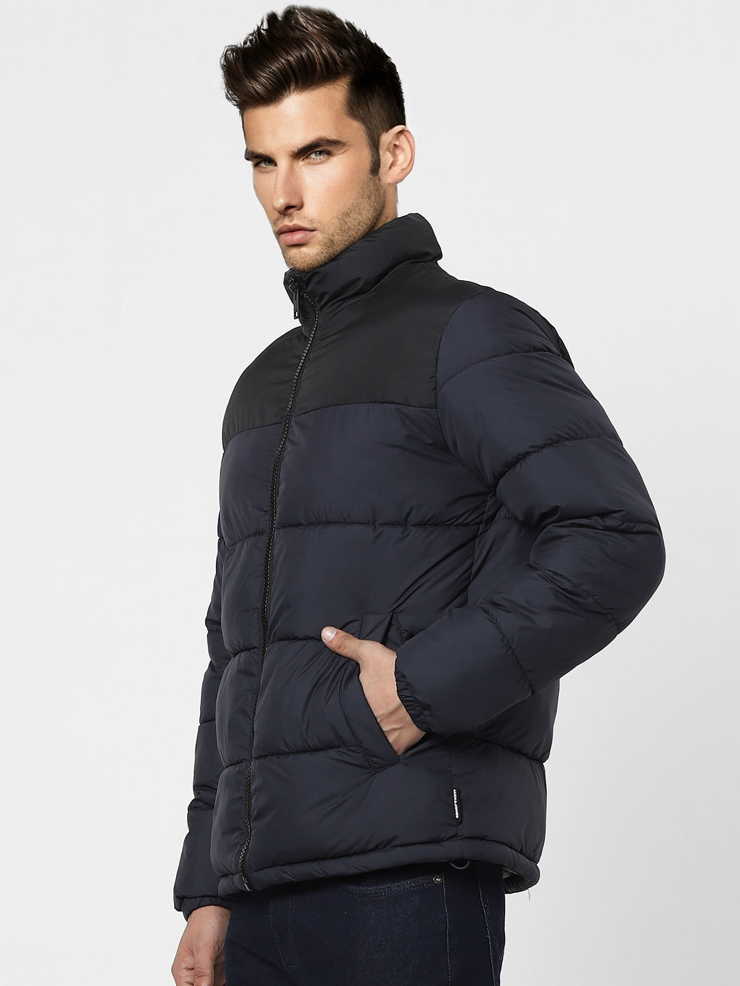 Black High Neck Puffer Winter Jacket