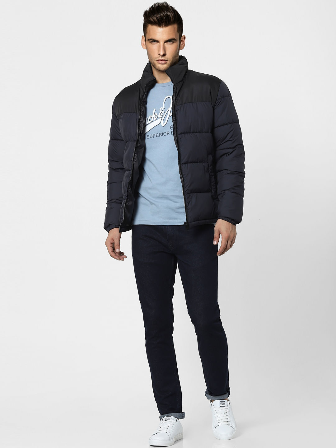 Black High Neck Puffer Winter Jacket