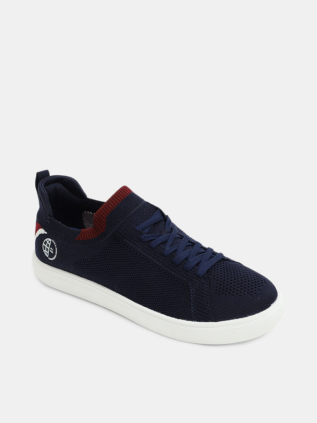Navy Blue Knit Sneakers