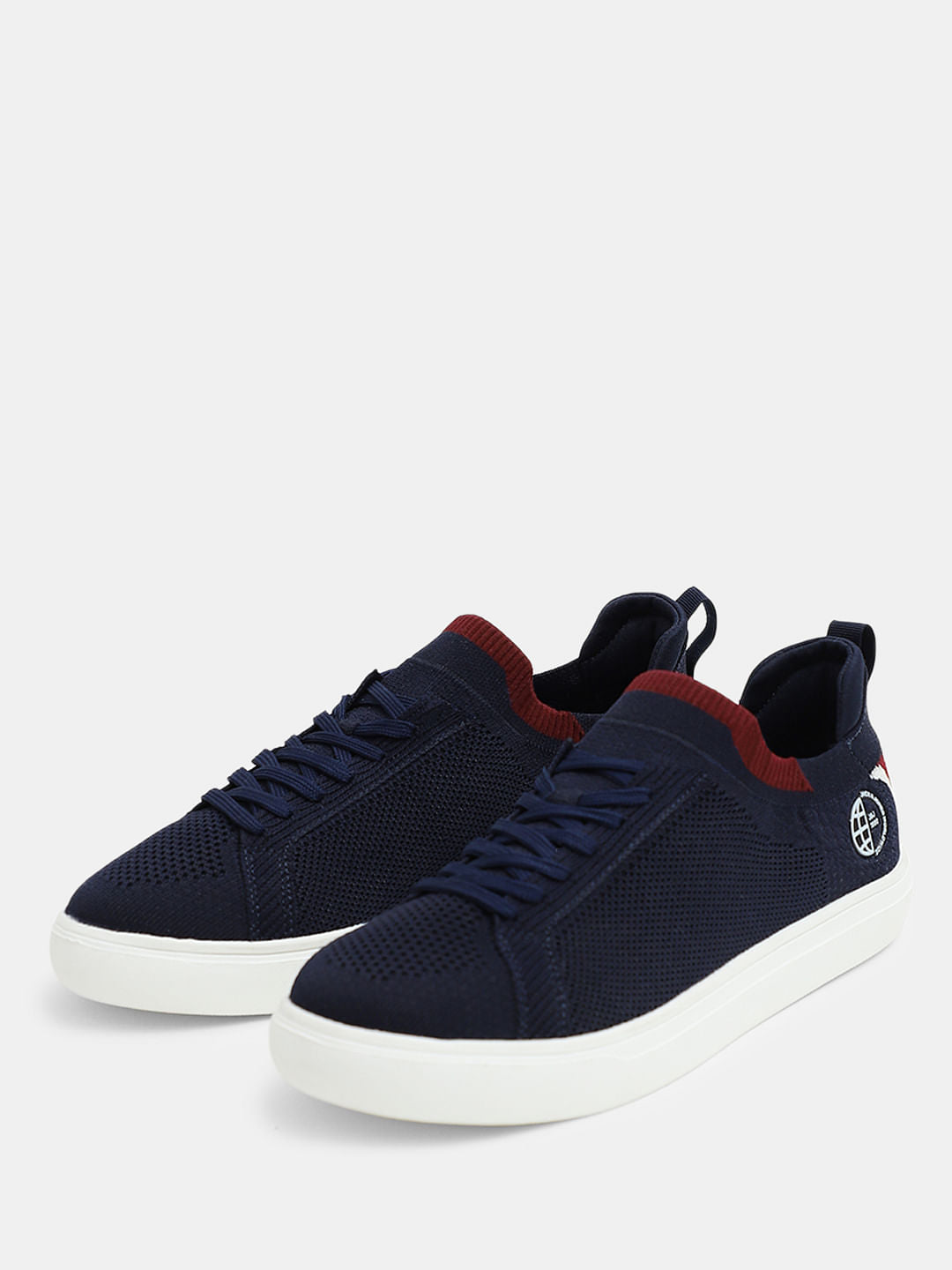 Navy Blue Knit Sneakers