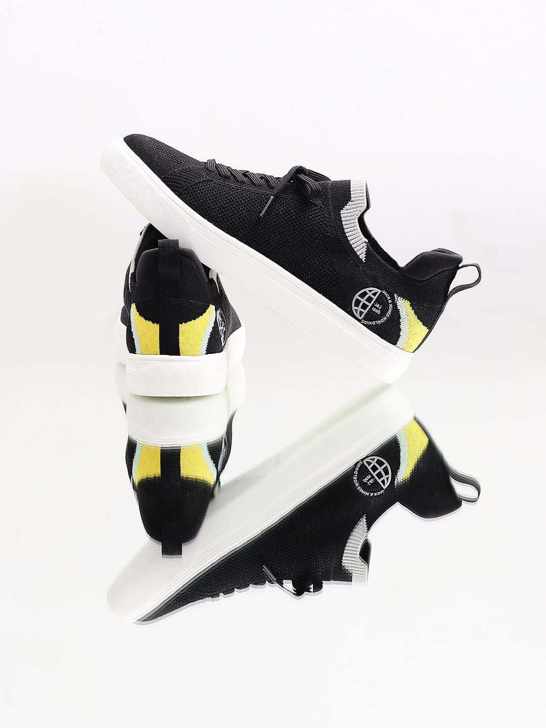 Black Knit Lace-Up Sneakers