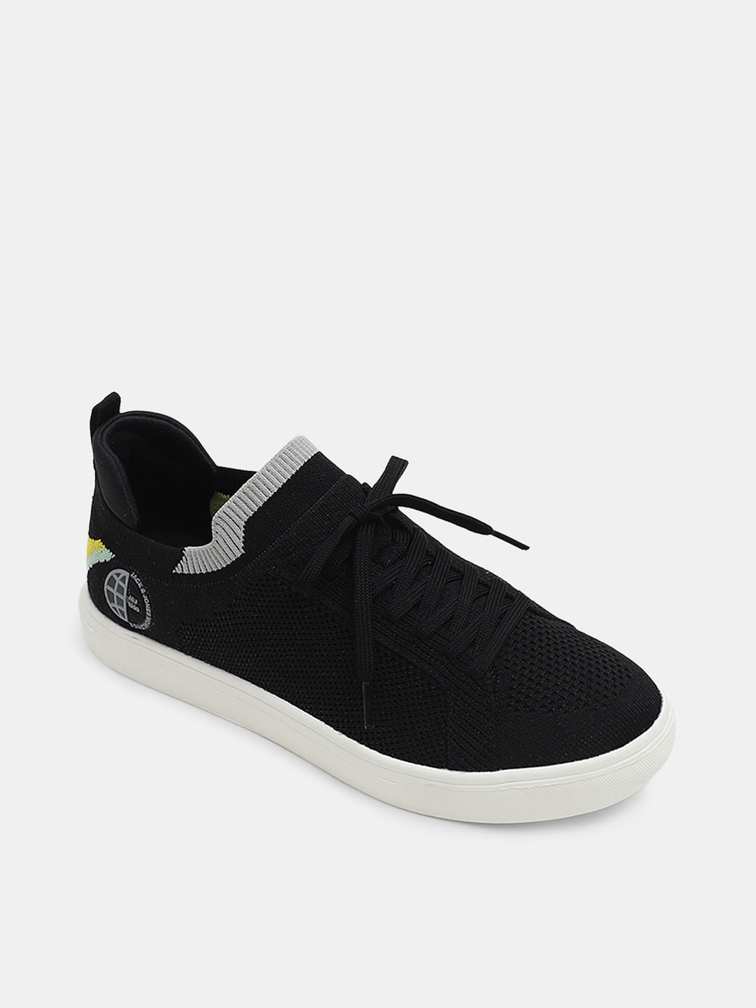 Black Knit Lace-Up Sneakers