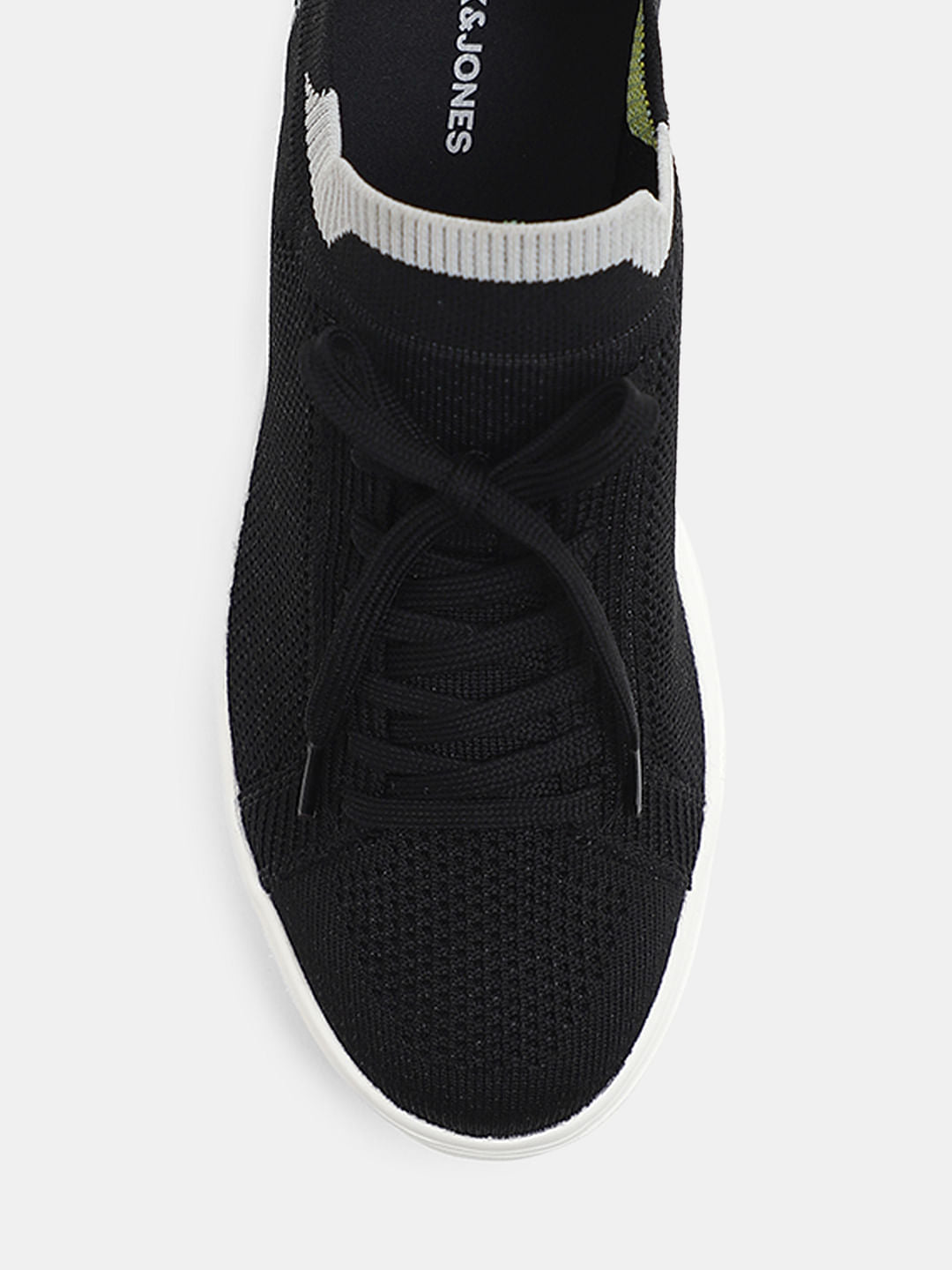 Black Knit Lace-Up Sneakers