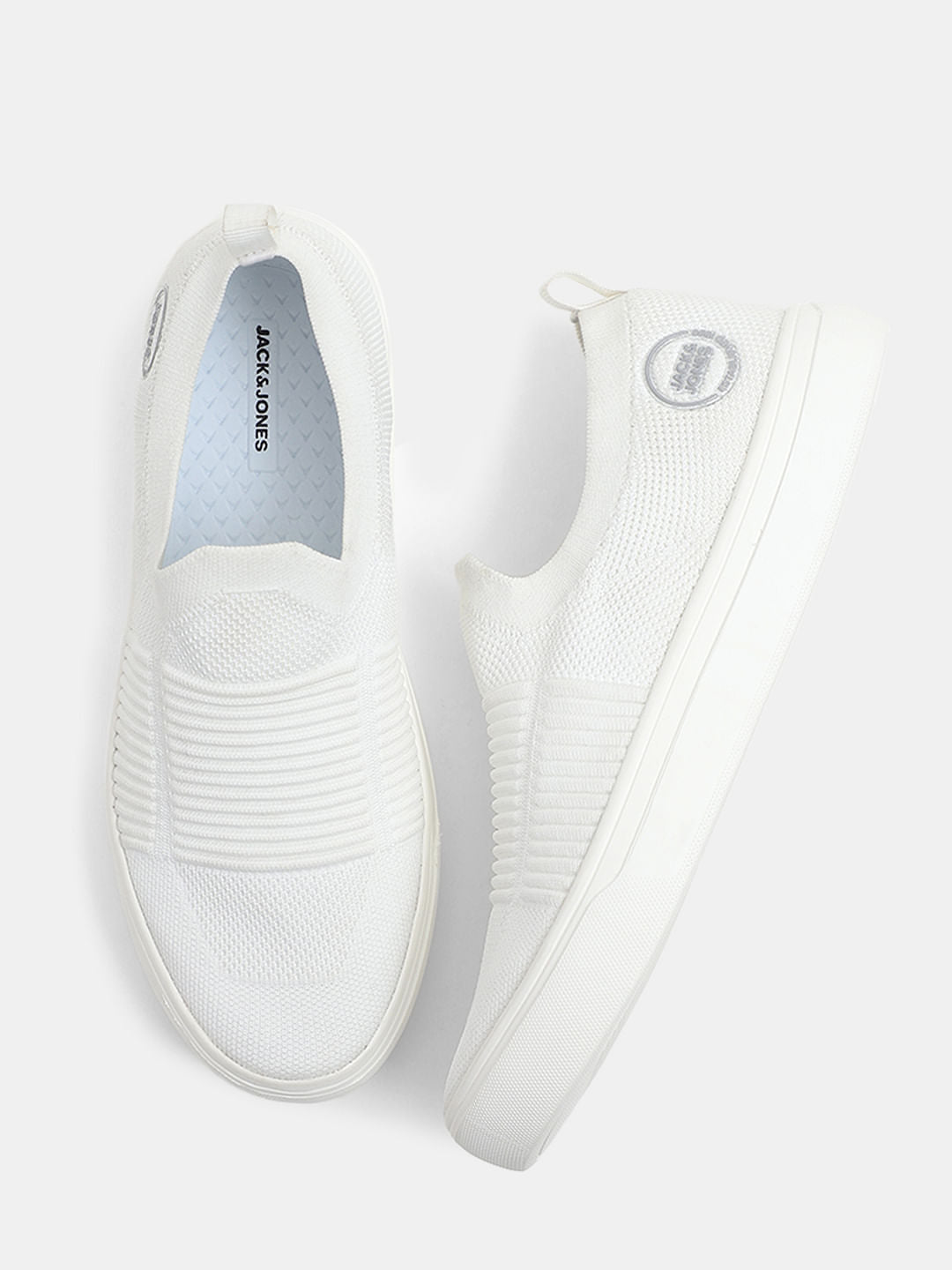 White Melange Slip-On Sneakers