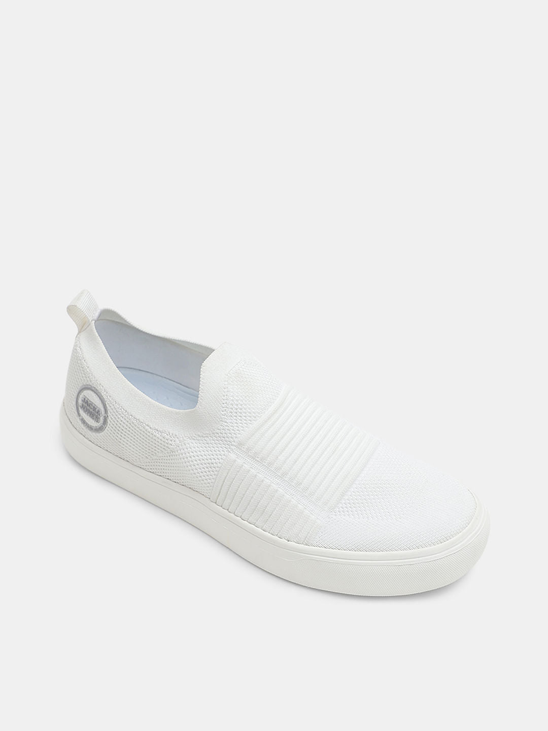 White Melange Slip-On Sneakers