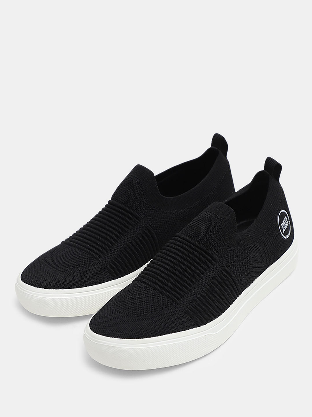 Black Melange Slip-On Sneakers