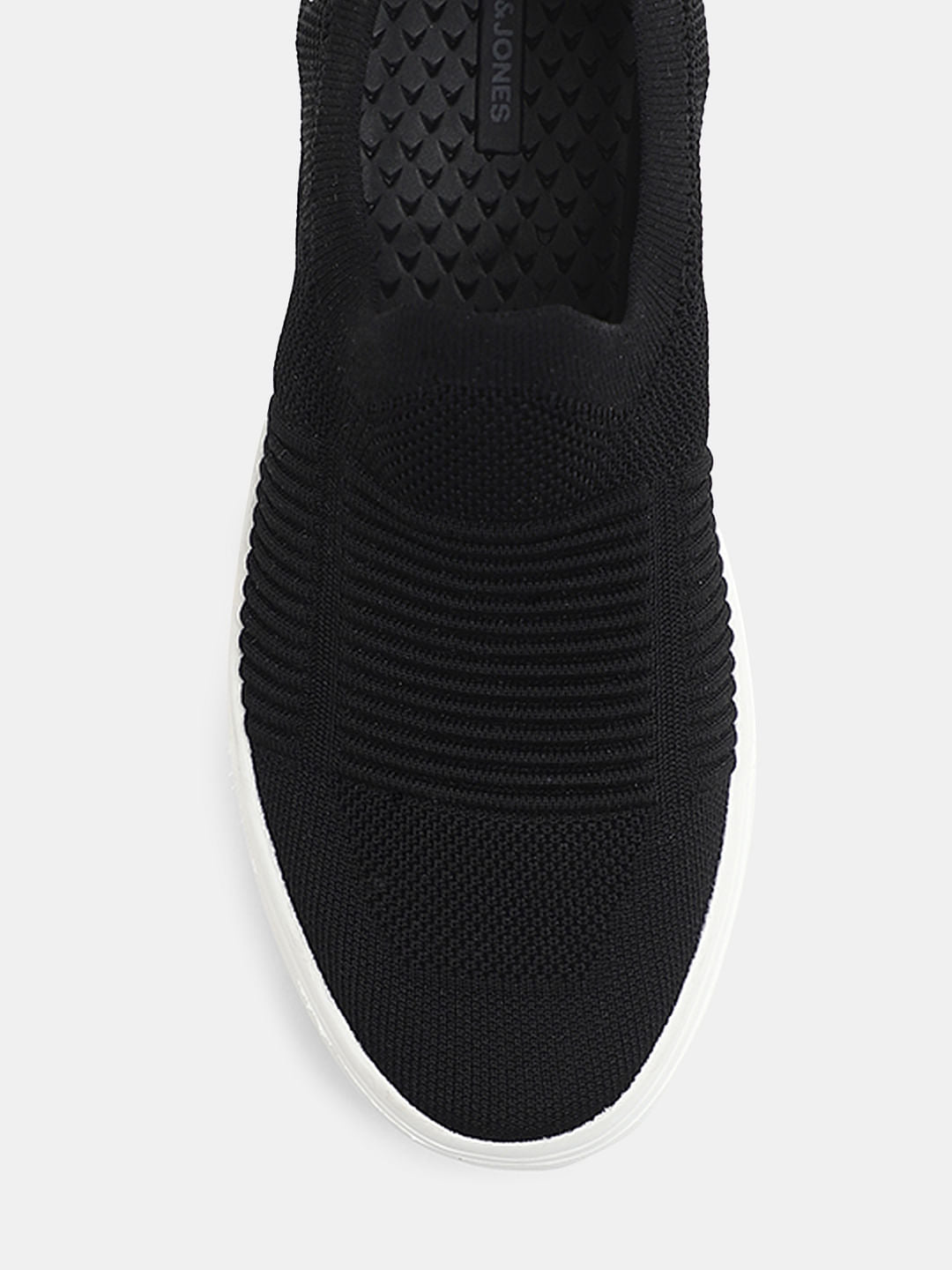 Black Melange Slip-On Sneakers