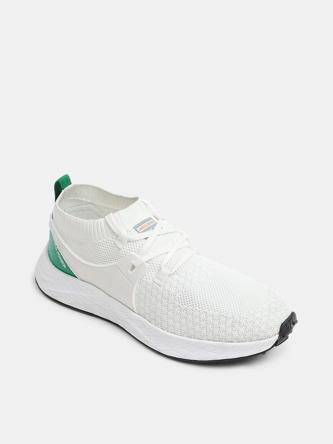 White Knit Lace-Up Sneakers