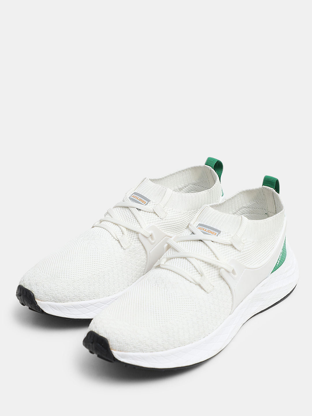 White Knit Lace-Up Sneakers