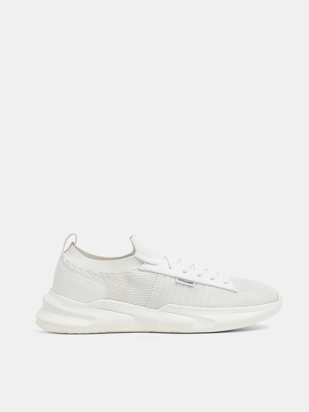 White Knit Lace-Up Sneakers