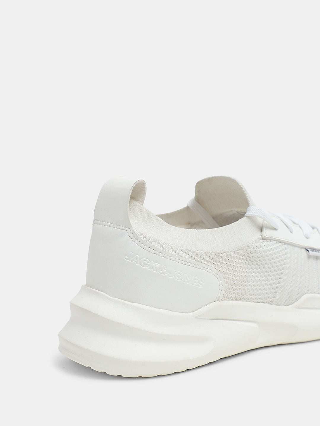 White Knit Lace-Up Sneakers