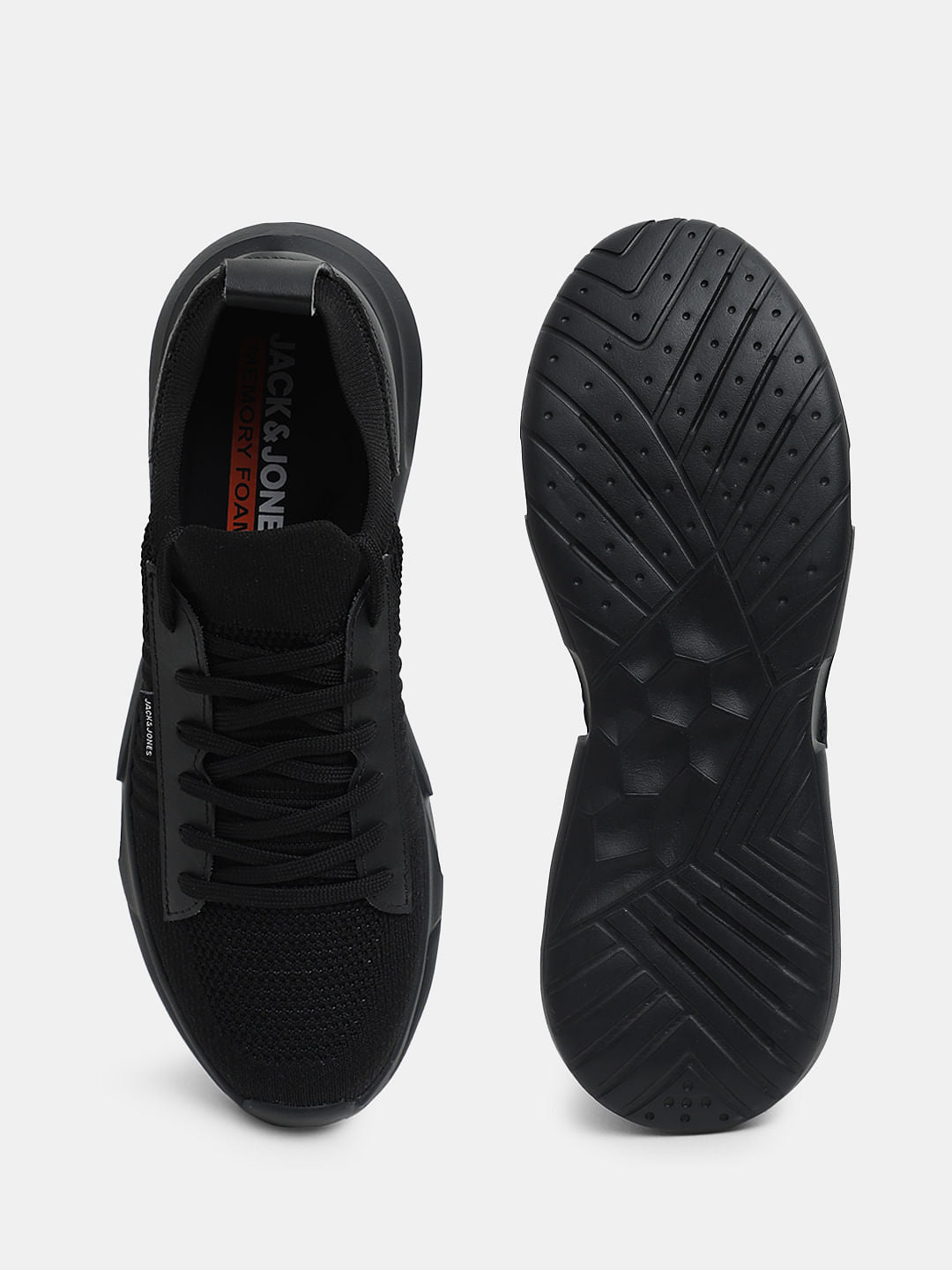 Black Knit Lace-Up Sneakers