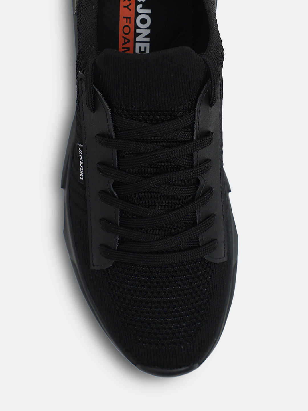 Black Knit Lace-Up Sneakers