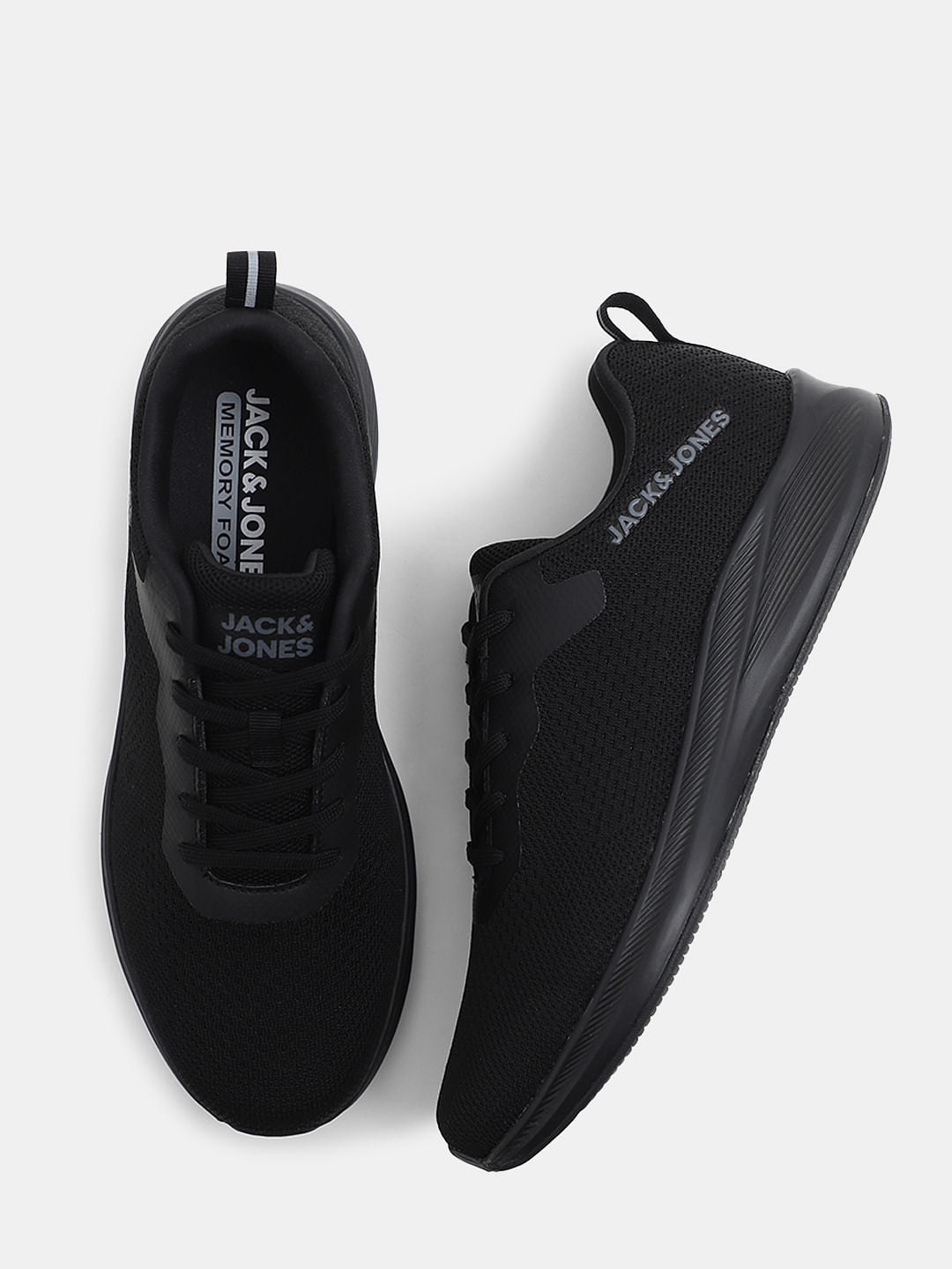 Black Knit Lace-Up Sneakers