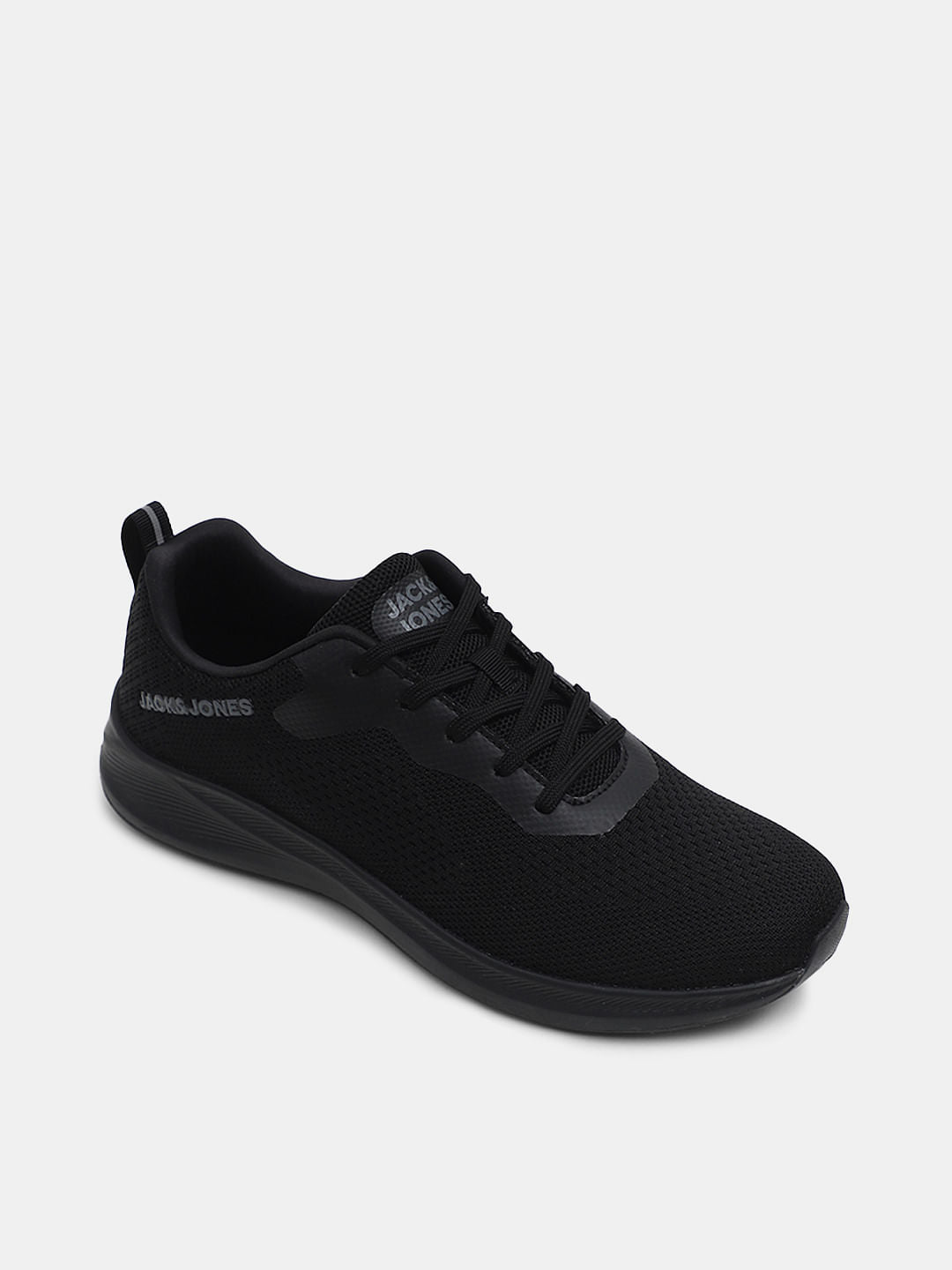 Black Knit Lace-Up Sneakers