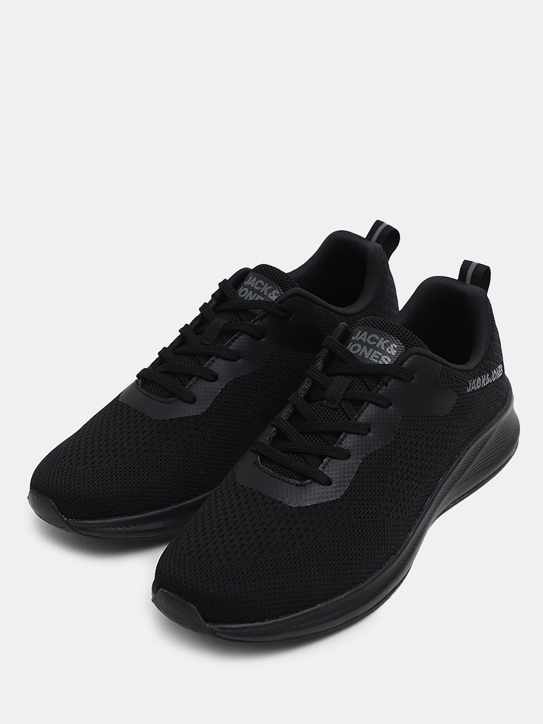 Black Knit Lace-Up Sneakers