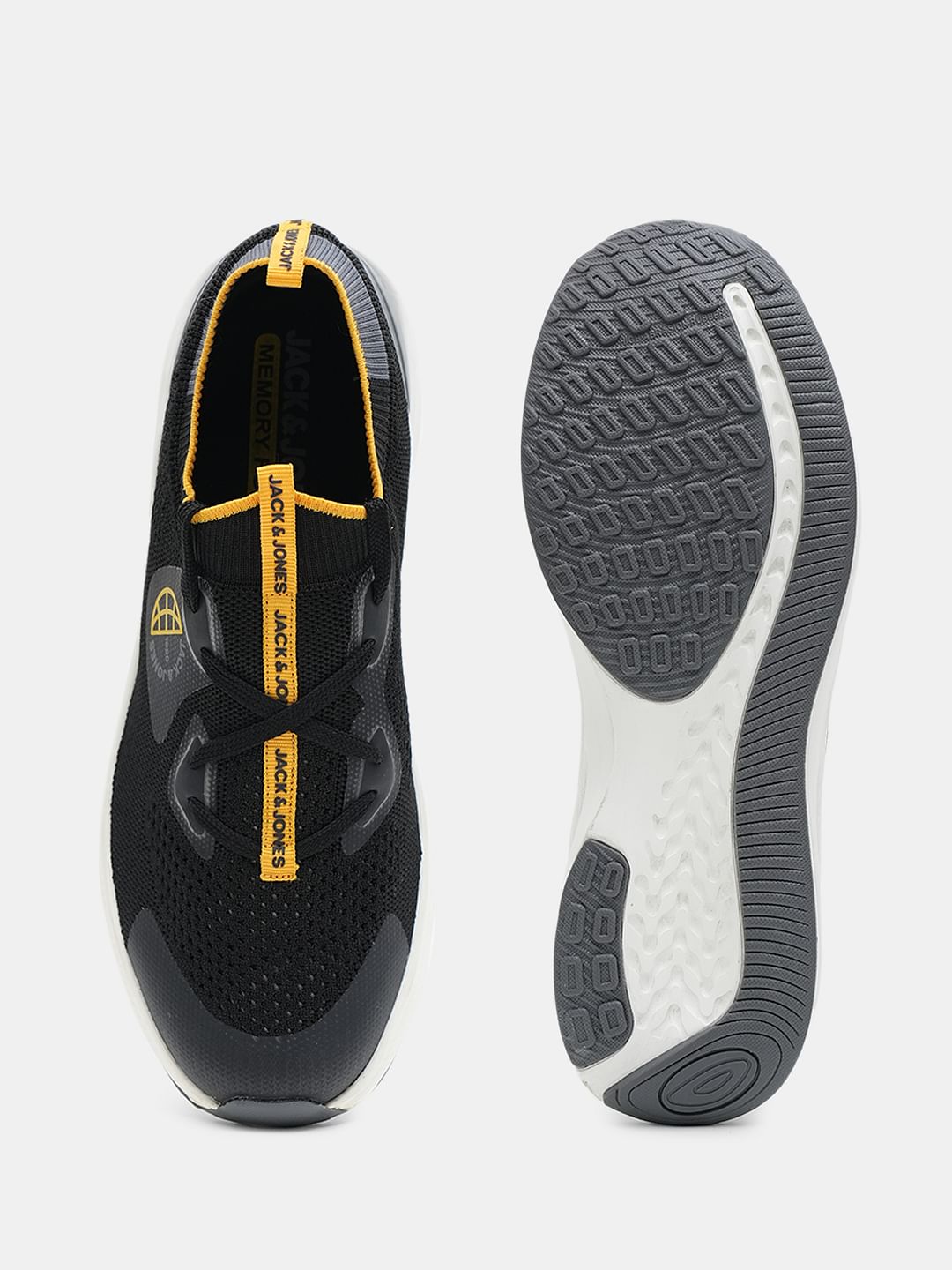 Black Colourblocked Knit Sneakers