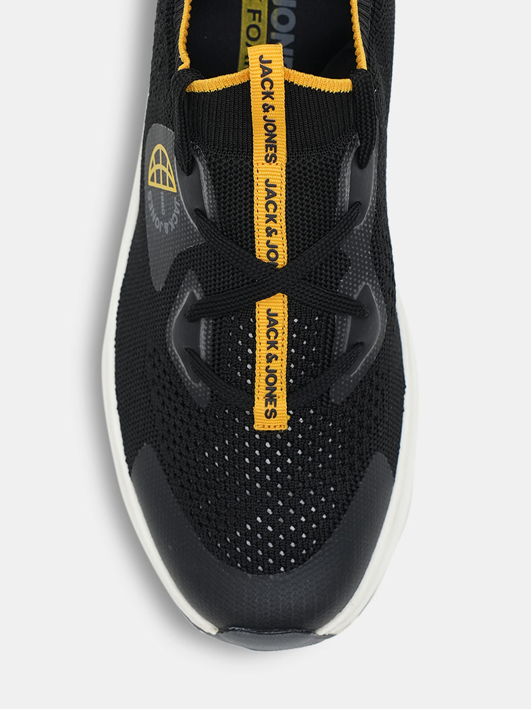 Black Colourblocked Knit Sneakers