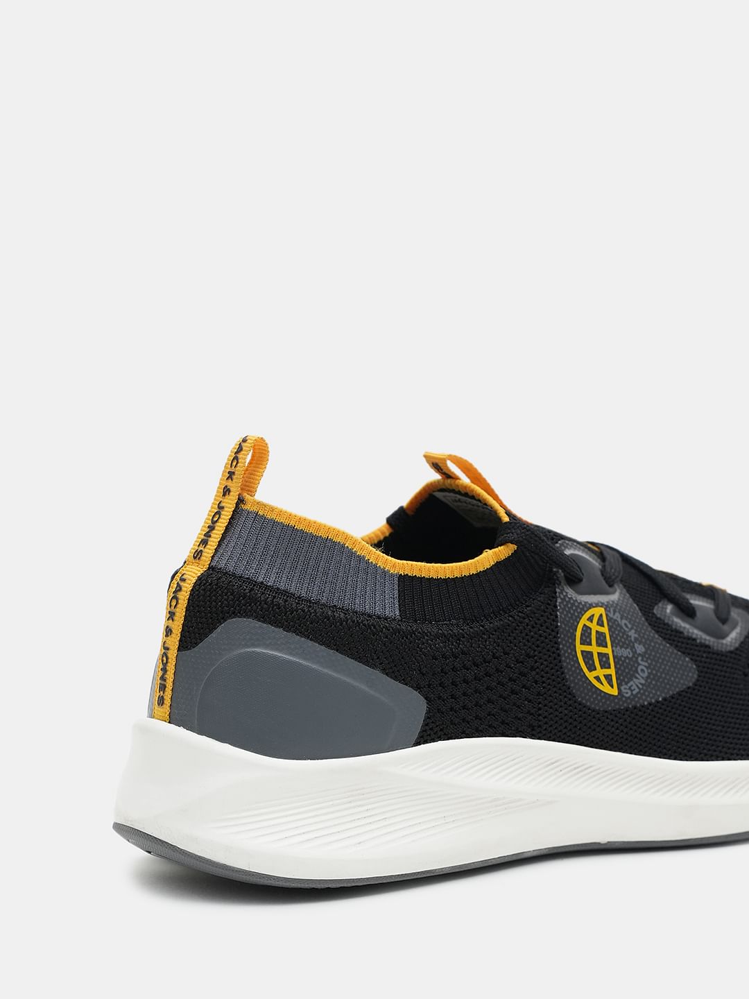 Black Colourblocked Knit Sneakers