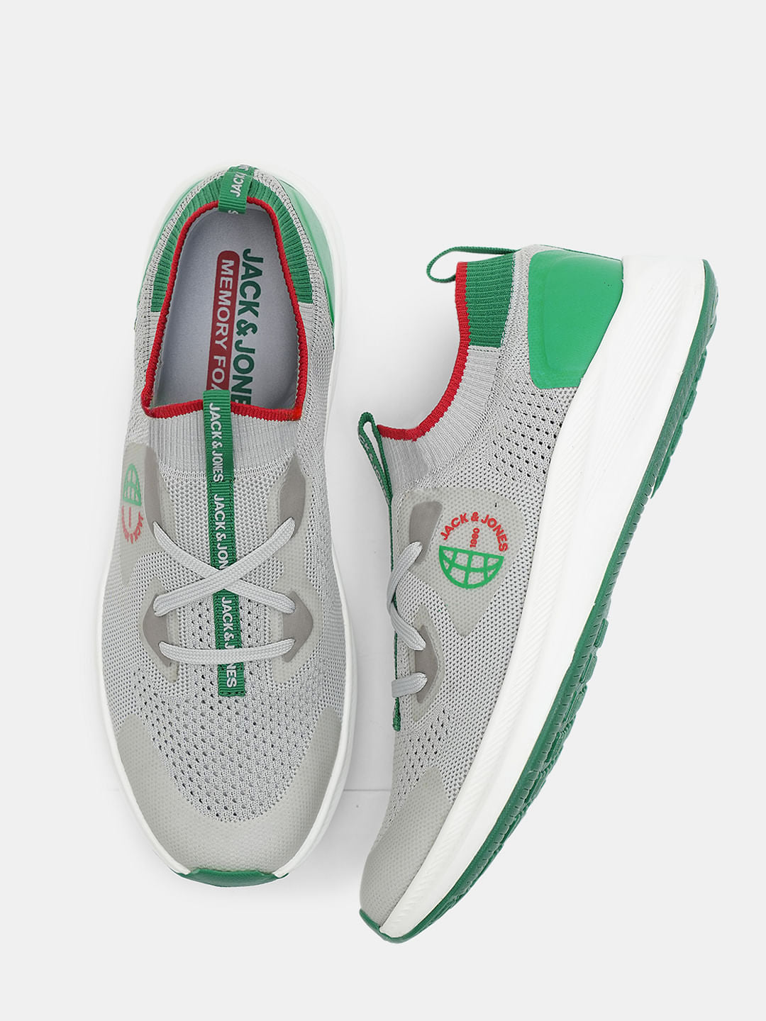 Grey Colourblocked Knit Sneakers