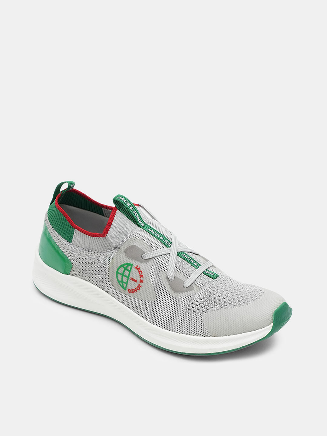 Grey Colourblocked Knit Sneakers