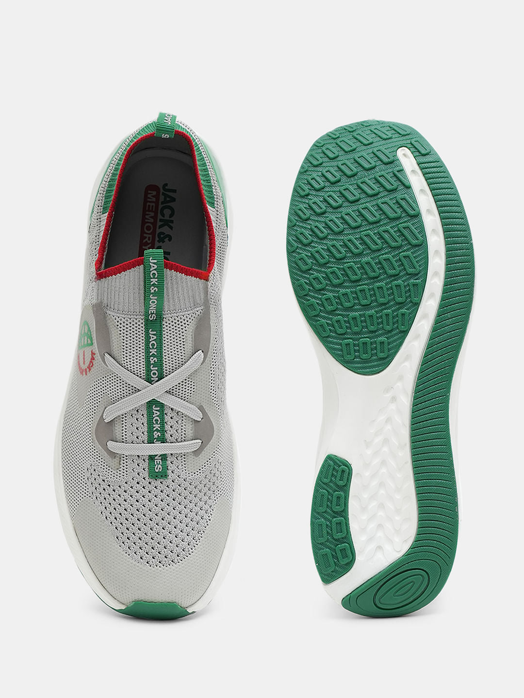 Grey Colourblocked Knit Sneakers