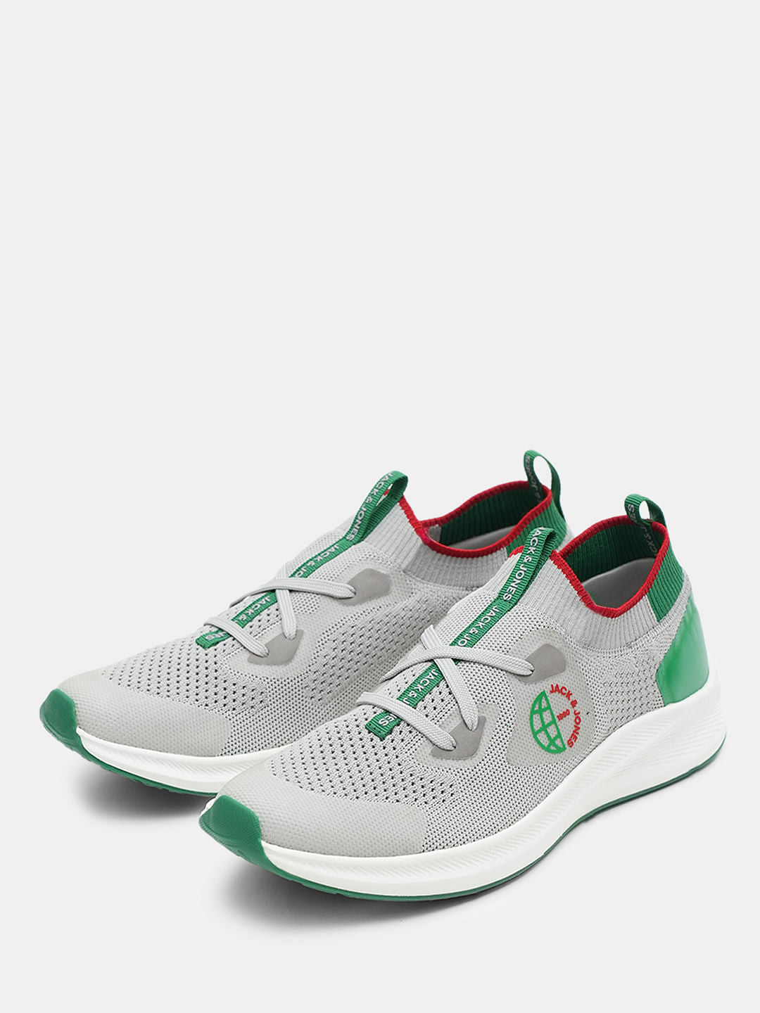 Grey Colourblocked Knit Sneakers