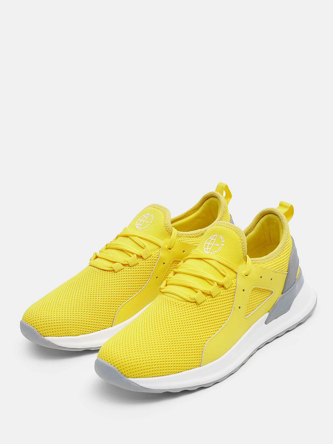 Yellow Knit Lace-Up Sneakers
