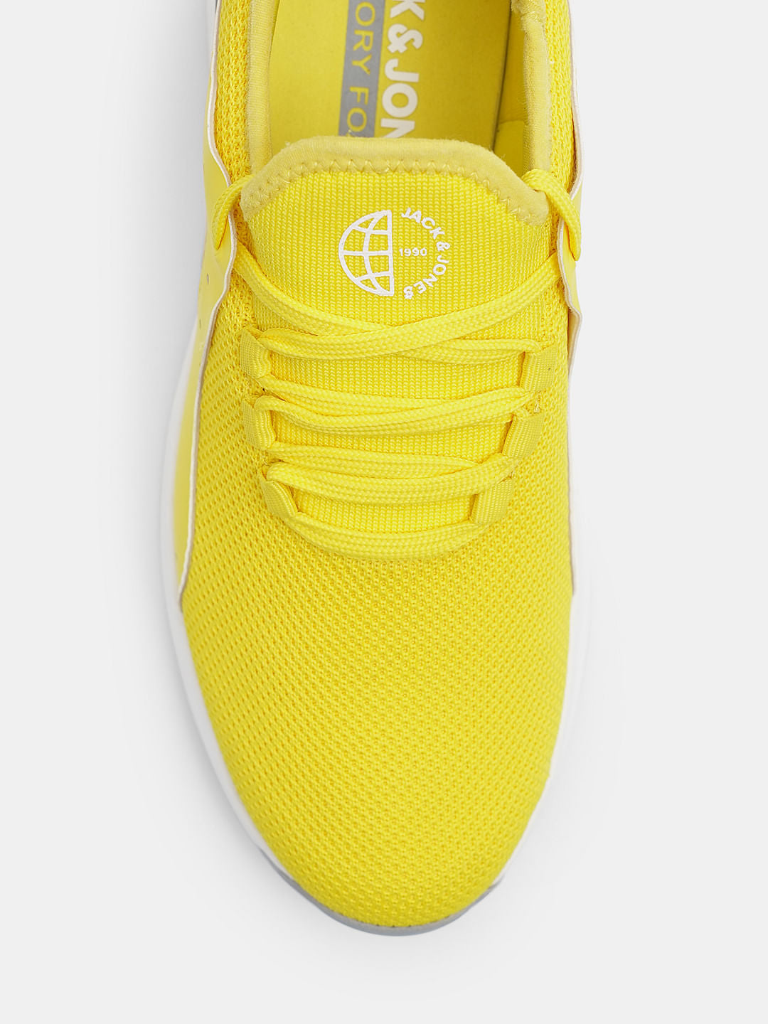Yellow Knit Lace-Up Sneakers