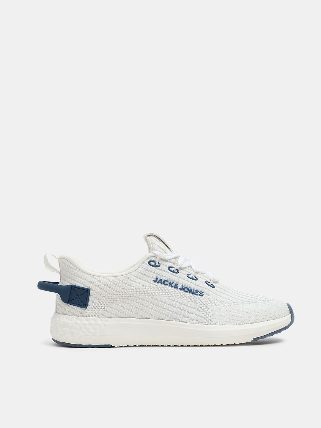 White Knit Lace-Up Sneakers
