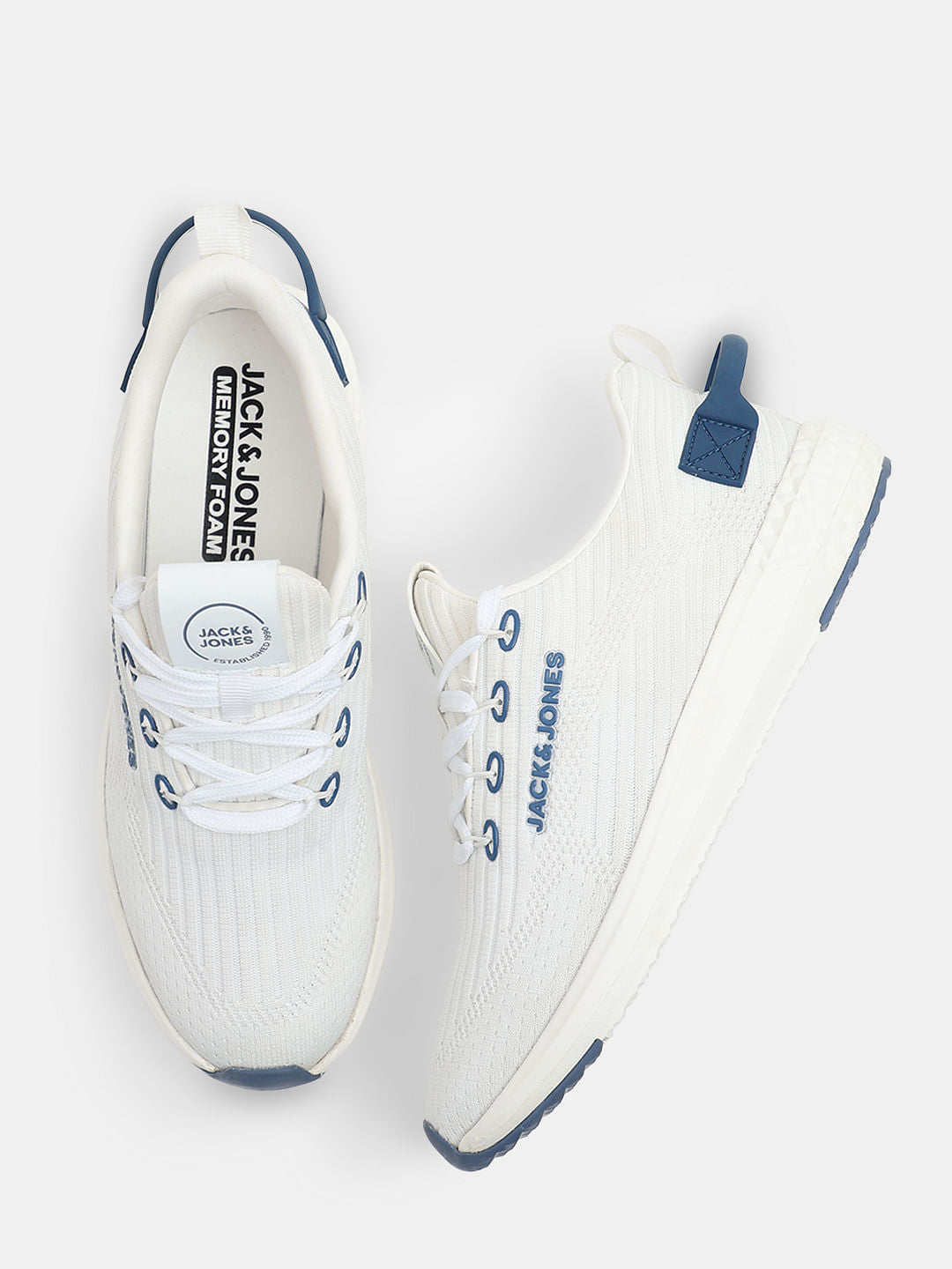 White Knit Lace-Up Sneakers