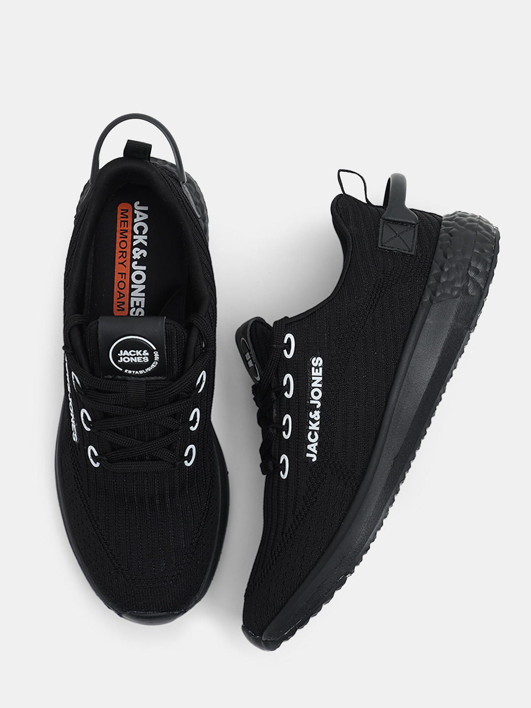 Black Knit Lace-Up Sneakers