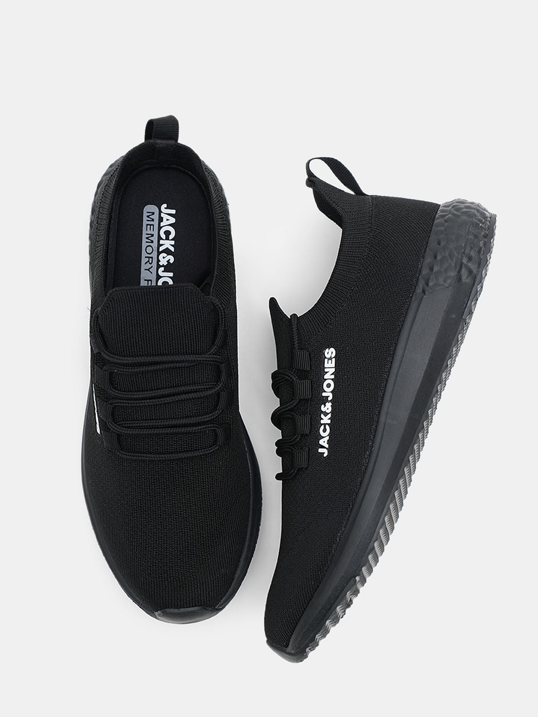 Black & Orange Knit Lace-Up Sneakers