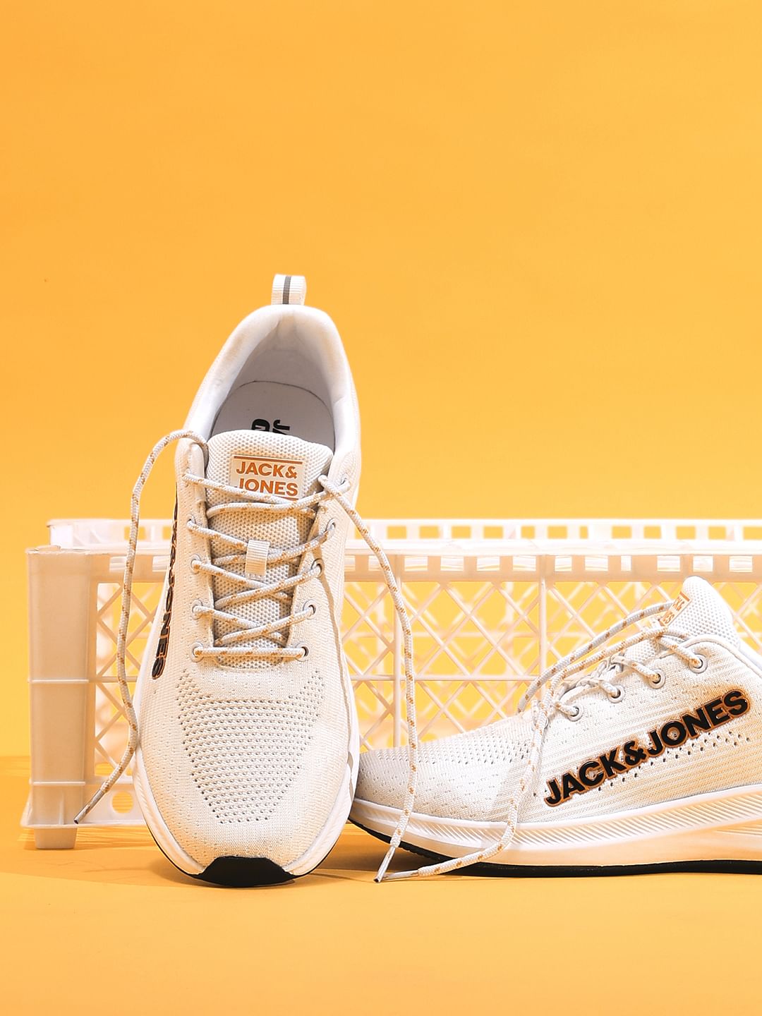 White Mesh Lace-Up Sneakers