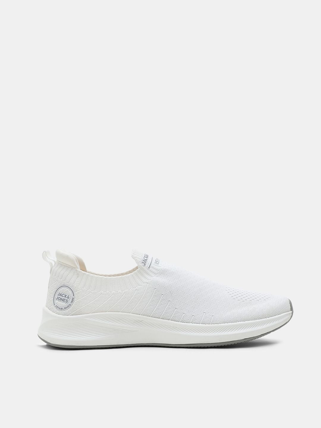 White Knitted Slip On Sneakers