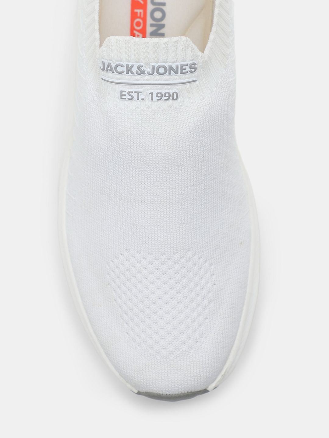 White Knitted Slip On Sneakers
